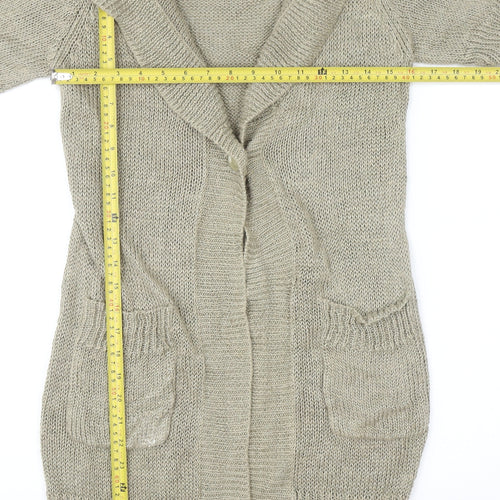 Jigsaw Women Beige XS Open-Knit Linen Cardigan with Pockets