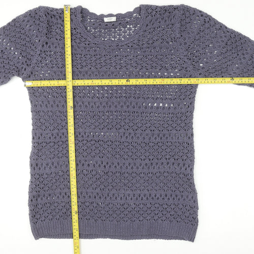 Cotton Traders Women's Purple Open-Knit Cotton Jumper Size 14