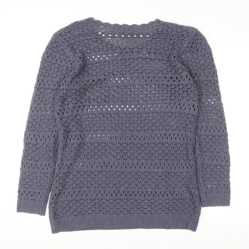 Cotton Traders Women's Purple Open-Knit Cotton Jumper Size 14