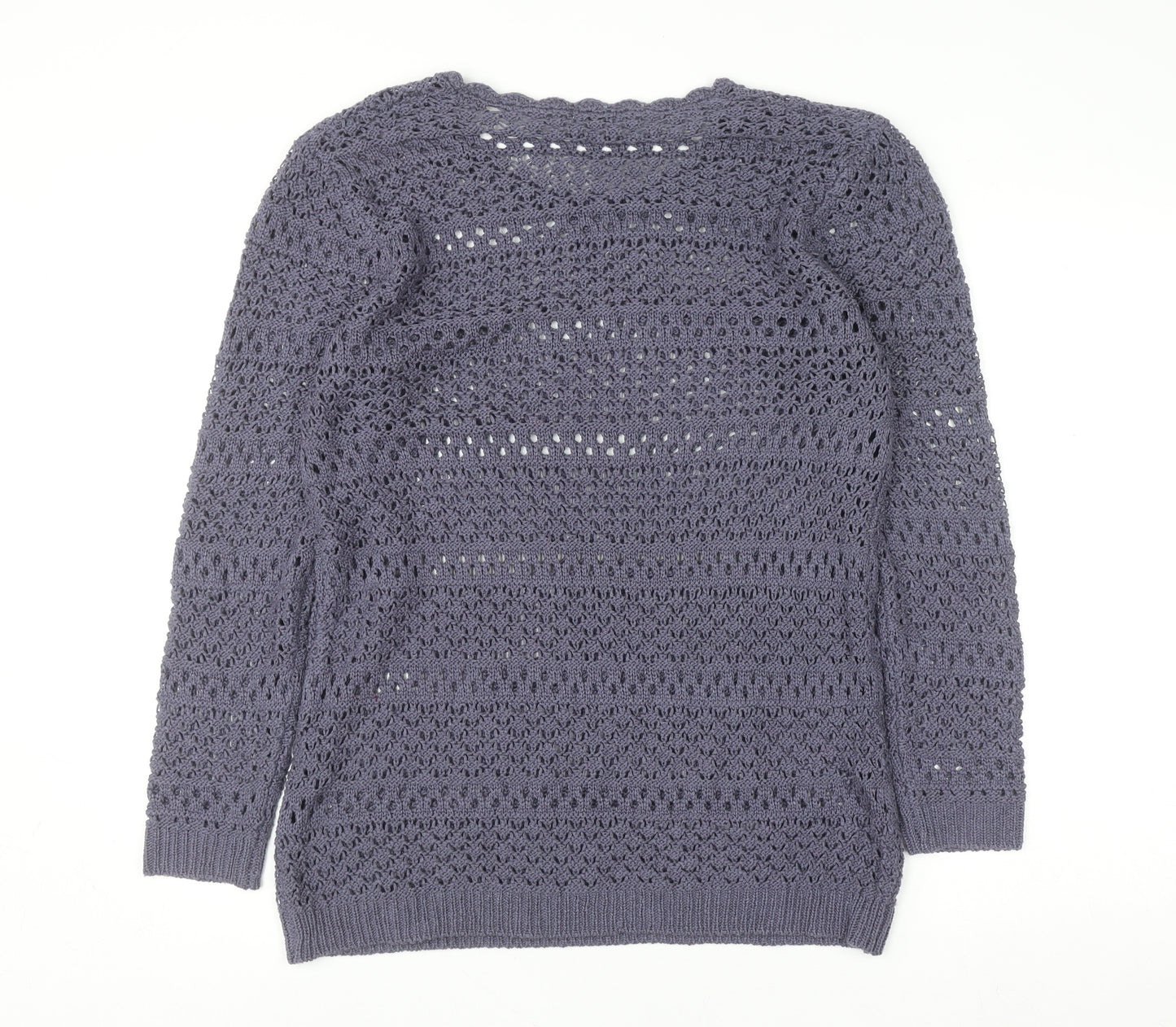 Cotton Traders Women's Purple Open-Knit Cotton Jumper Size 14