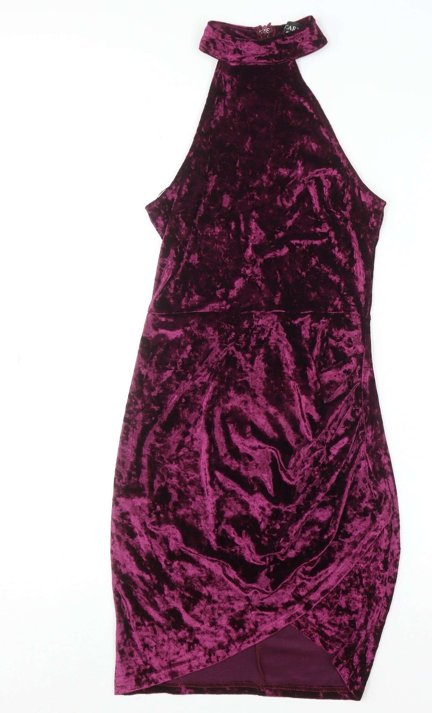 Scarlet Rocks Womens Purple Velvet Bodycon High Neck Dress Size 8