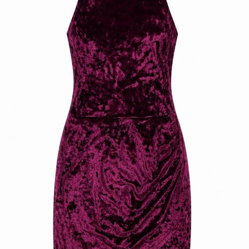 Scarlet Rocks Womens Purple Velvet Bodycon High Neck Dress Size 8