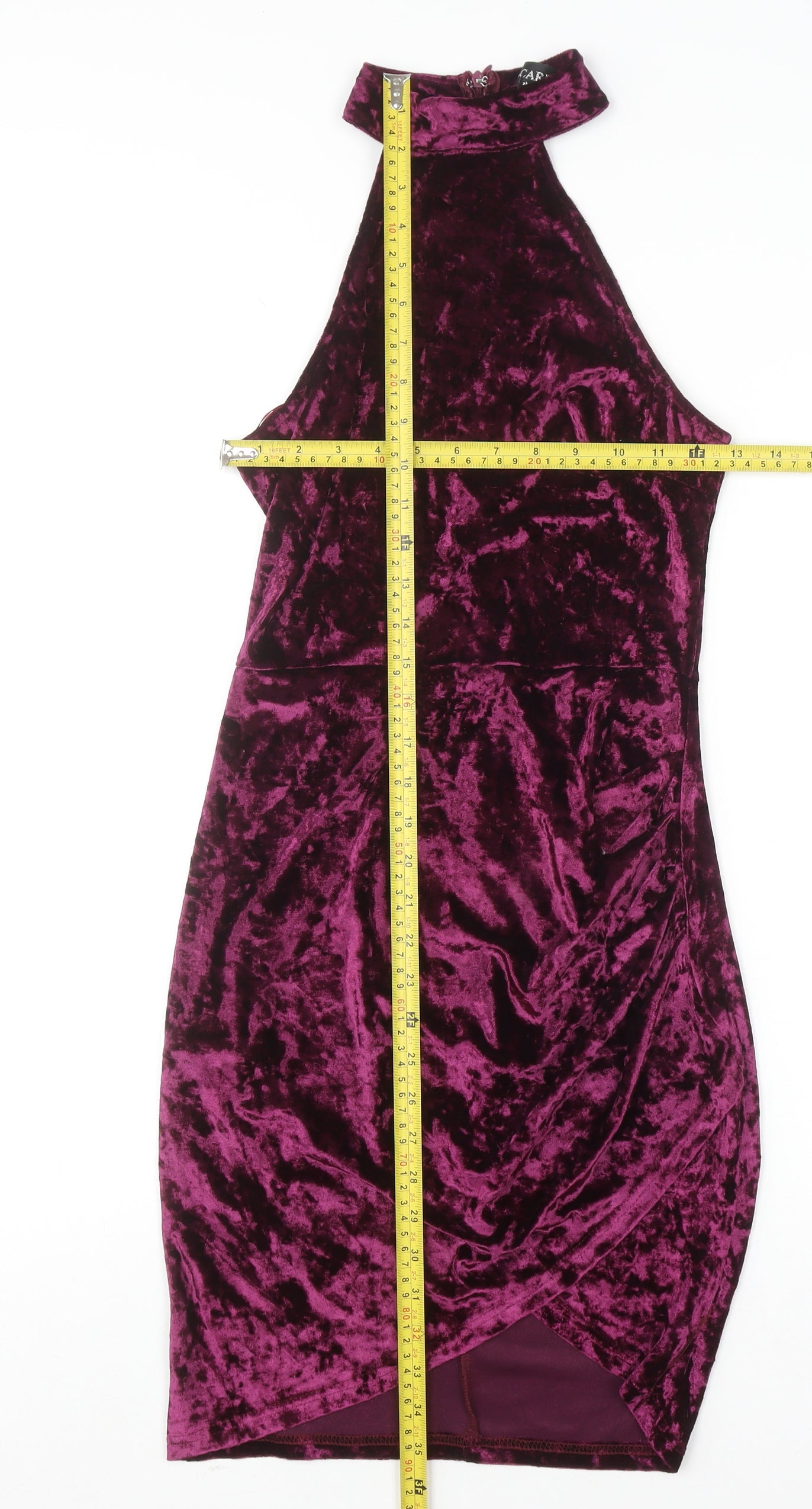 Scarlet Rocks Womens Purple Velvet Bodycon High Neck Dress Size 8