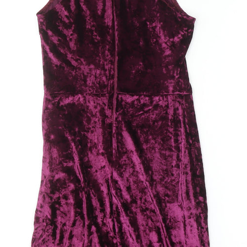 Scarlet Rocks Womens Purple Velvet Bodycon High Neck Dress Size 8