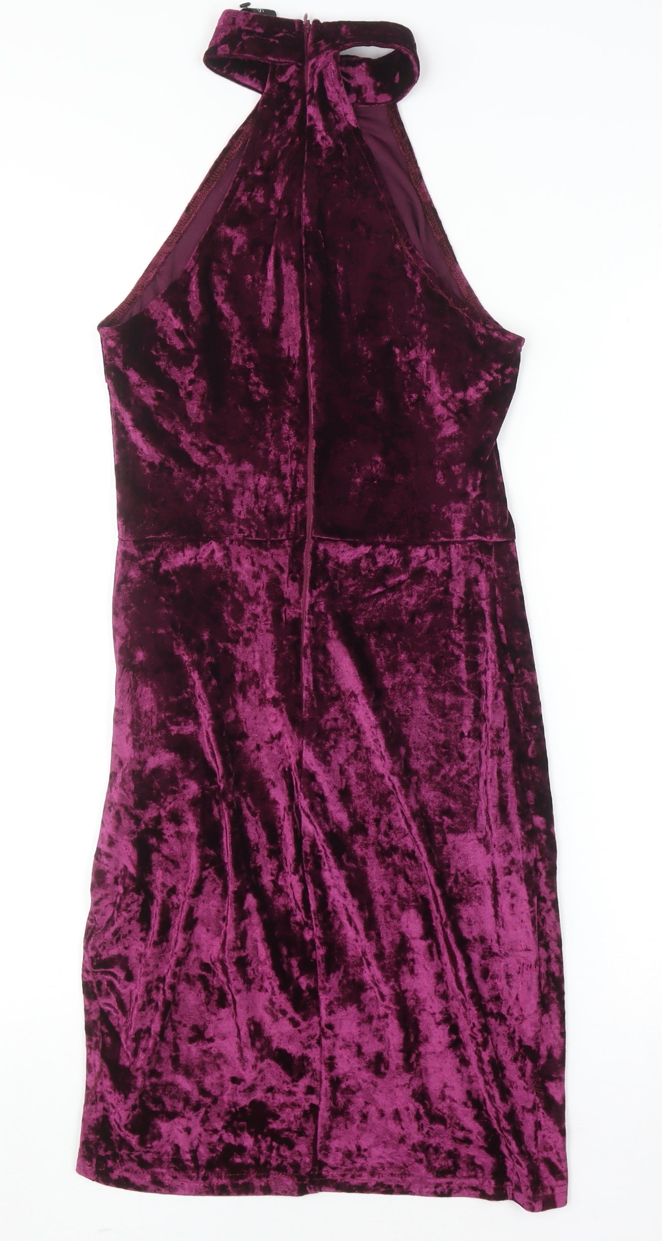 Scarlet Rocks Womens Purple Velvet Bodycon High Neck Dress Size 8