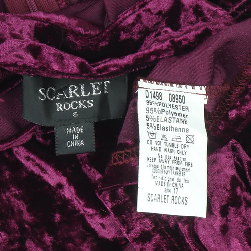 Scarlet Rocks Womens Purple Velvet Bodycon High Neck Dress Size 8