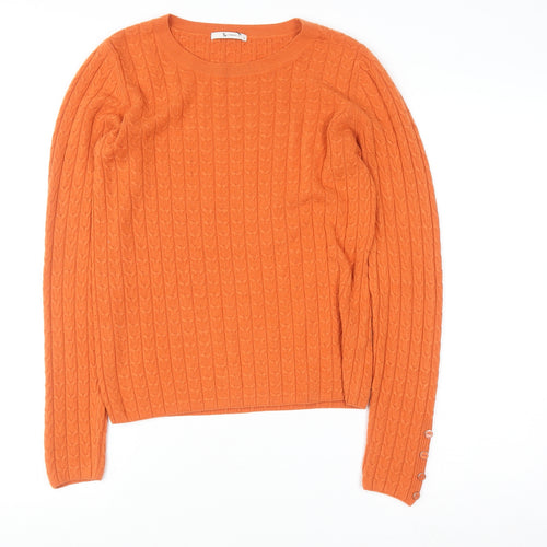 Tu Women’s Orange Cable Knit Crew Neck Jumper Size 8