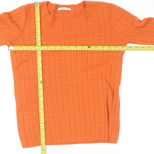 Tu Women’s Orange Cable Knit Crew Neck Jumper Size 8