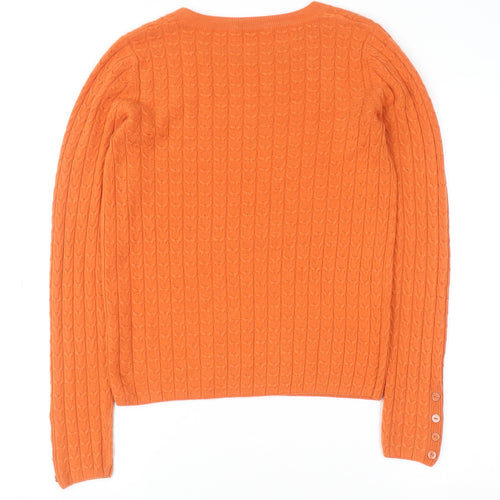 Tu Women’s Orange Cable Knit Crew Neck Jumper Size 8