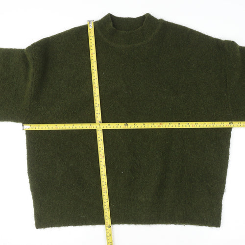 Marks and Spencer Womens Green Mock Neck Wool Blend Pullover Jumper L