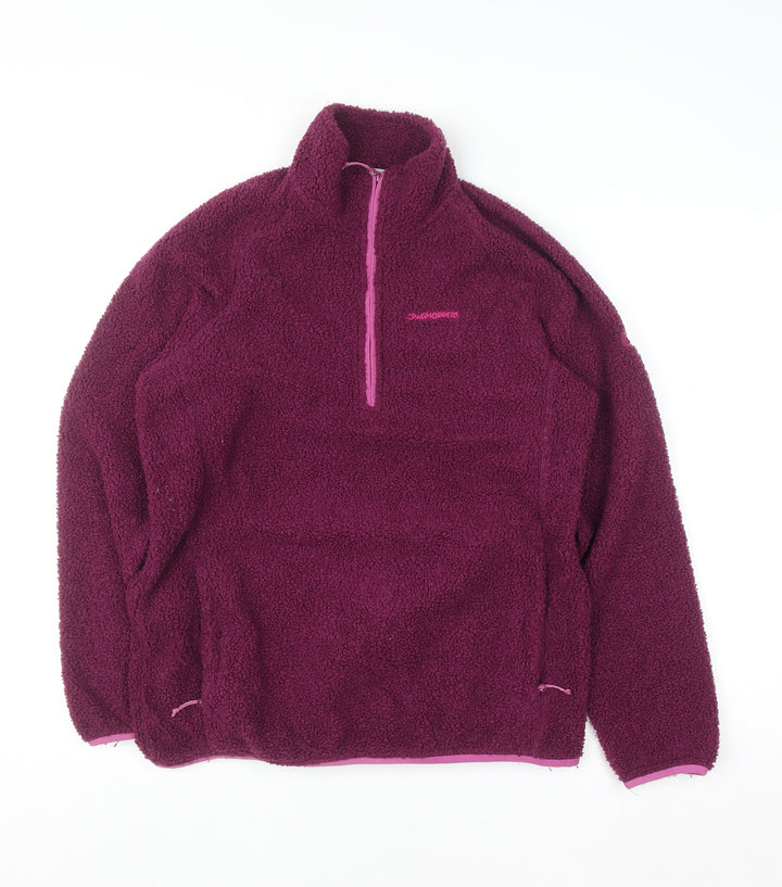 Craghoppers Womens Purple Fleece Pullover Sweatshirt UK 12 1/2 Zip