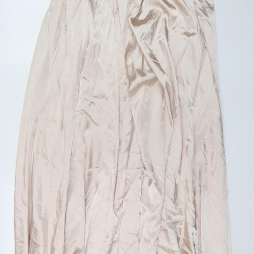 Infinite by Forever Unique Women Beige Size 16 Long Satin Maxi Dress