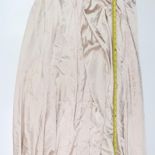 Infinite by Forever Unique Women Beige Size 16 Long Satin Maxi Dress