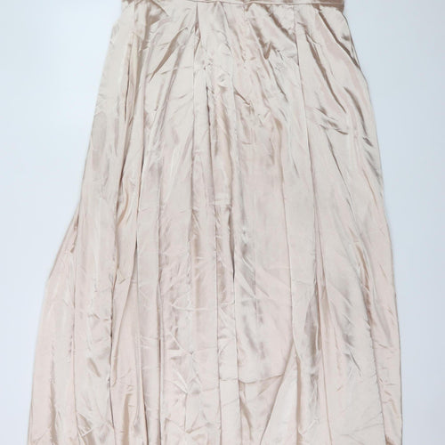 Infinite by Forever Unique Women Beige Size 16 Long Satin Maxi Dress