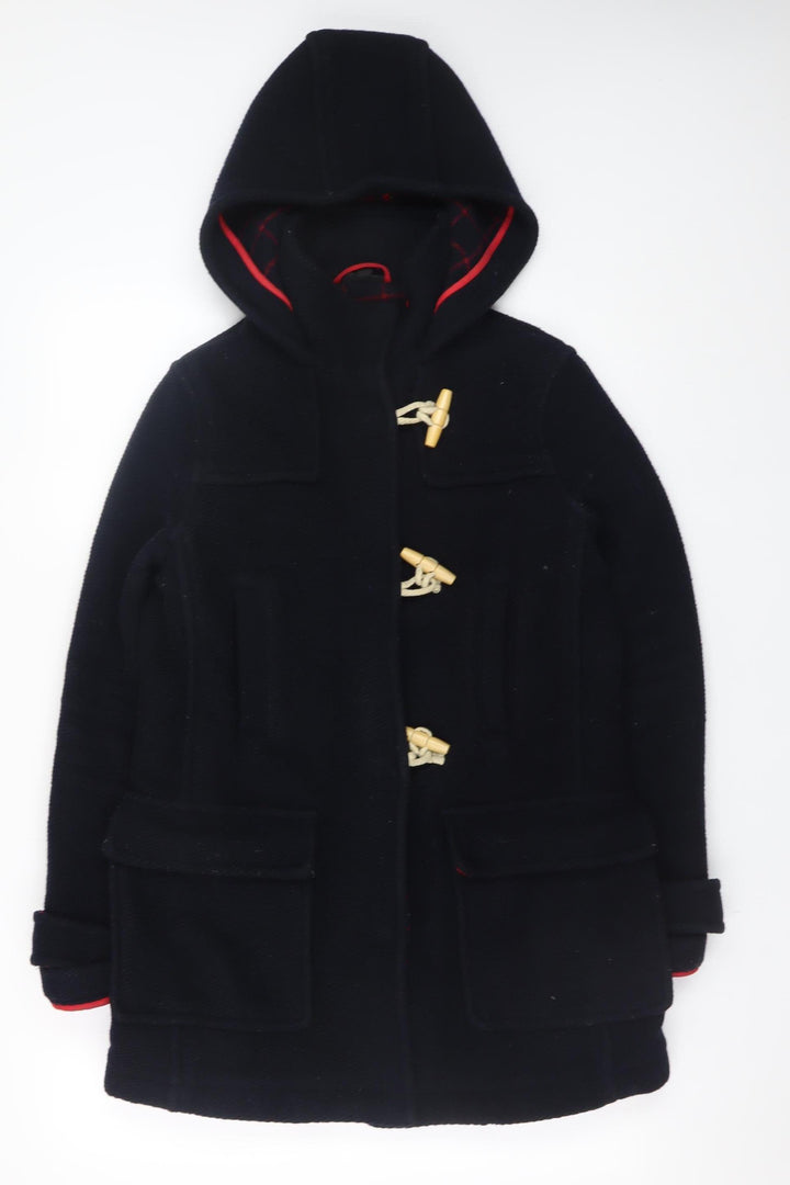 Topshop Women’s Black Wool Duffle Coat UK 8 Hooded Mid-Length