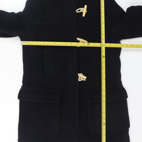 Topshop Women’s Black Wool Duffle Coat UK 8 Hooded Mid-Length