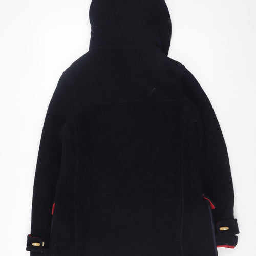 Topshop Women’s Black Wool Duffle Coat UK 8 Hooded Mid-Length