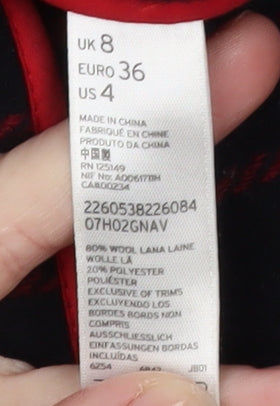 Topshop Women’s Black Wool Duffle Coat UK 8 Hooded Mid-Length