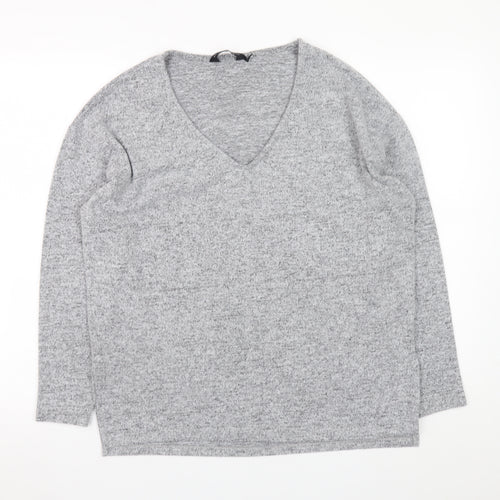 Dorothy Perkins Women’s Grey V-Neck Long Sleeve Knit Top UK 10
