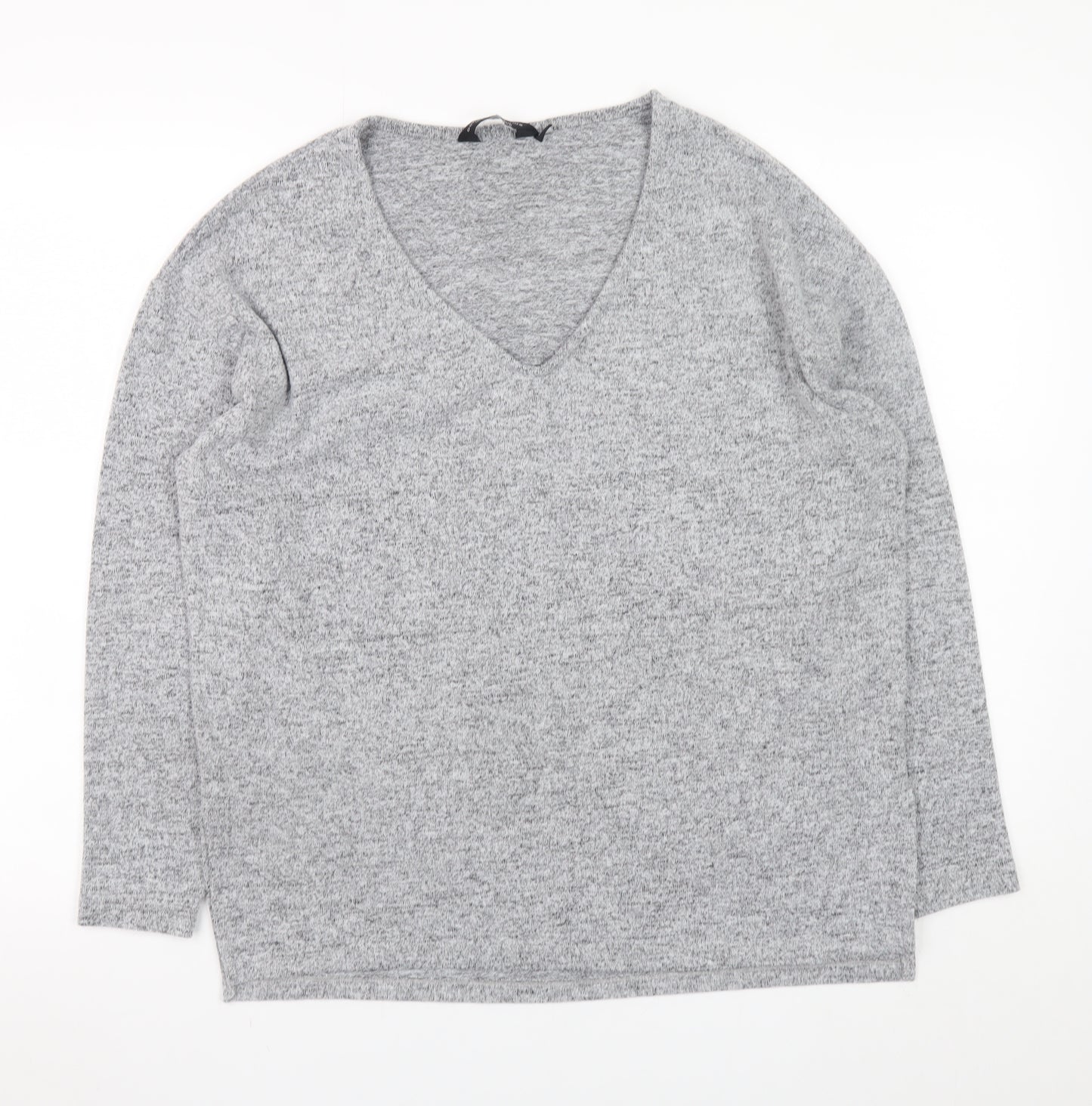 Dorothy Perkins Women’s Grey V-Neck Long Sleeve Knit Top UK 10