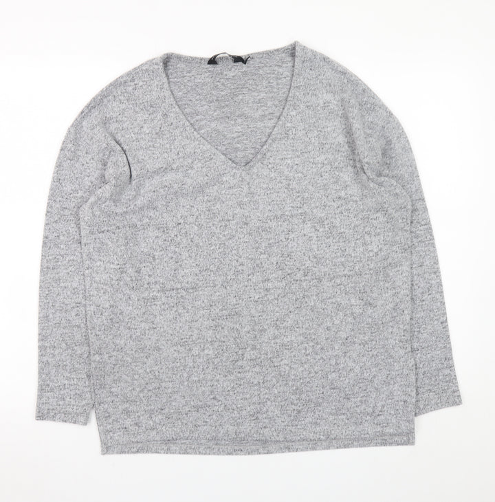 Dorothy Perkins Women’s Grey V-Neck Long Sleeve Knit Top UK 10