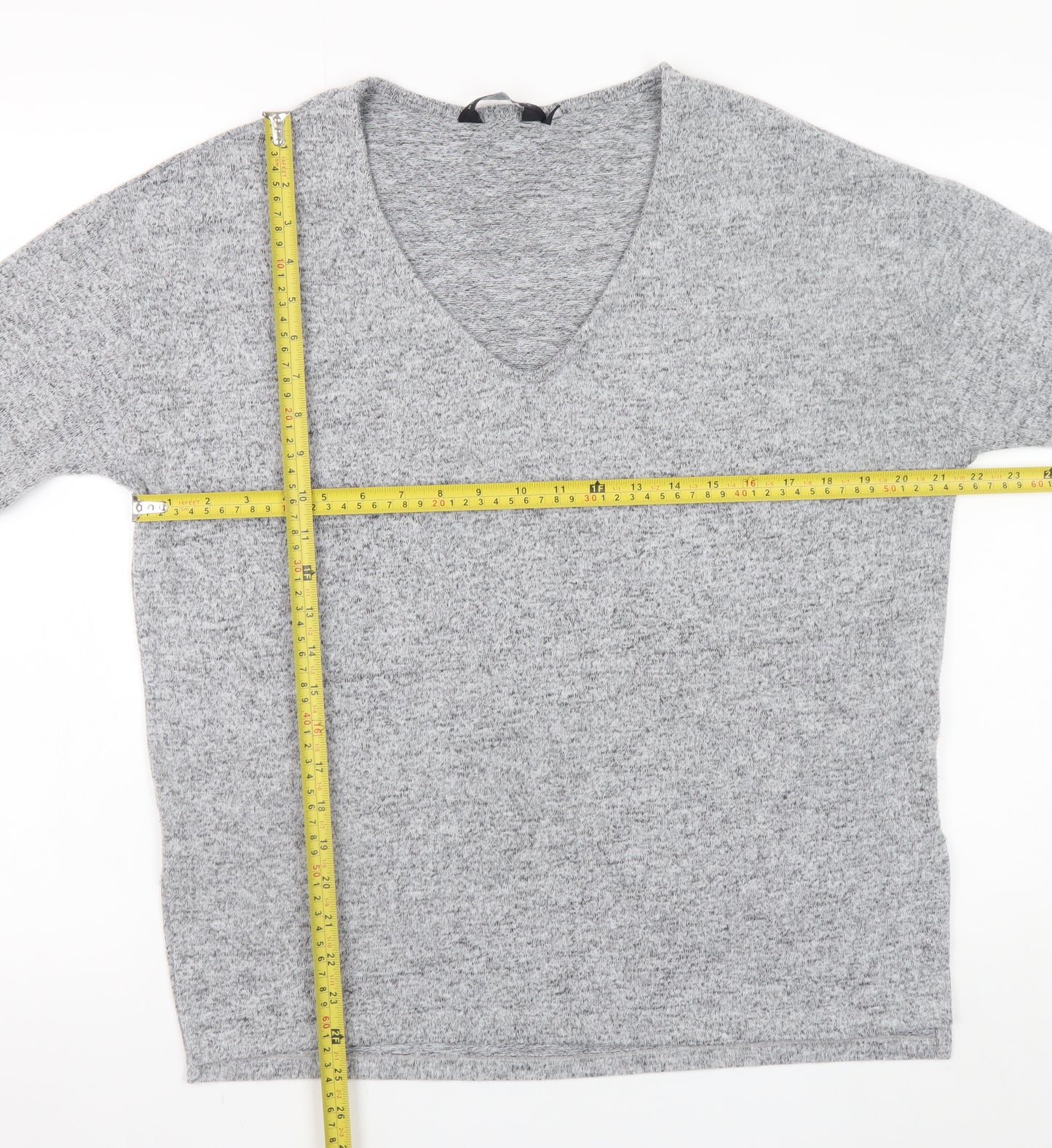 Dorothy Perkins Women’s Grey V-Neck Long Sleeve Knit Top UK 10