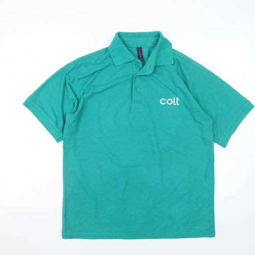 Henbury Men’s Green Polo Shirt M Regular Fit Lightweight Workwear