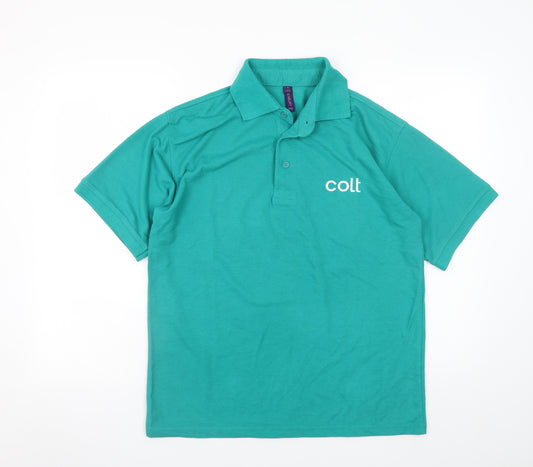 Henbury Men’s Green Polo Shirt M Regular Fit Lightweight Workwear