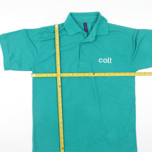 Henbury Men’s Green Polo Shirt M Regular Fit Lightweight Workwear