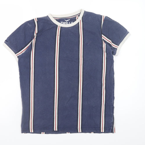 Twills Men's Blue Striped Crew Neck Short Sleeve T-Shirt Size S