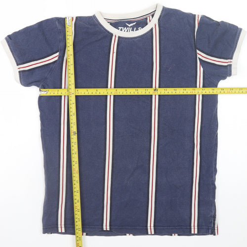 Twills Men's Blue Striped Crew Neck Short Sleeve T-Shirt Size S