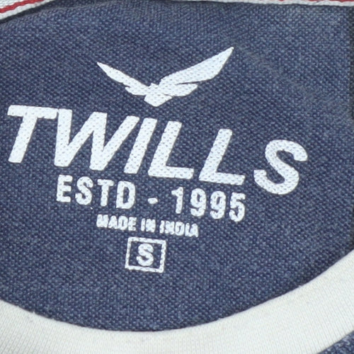Twills Men's Blue Striped Crew Neck Short Sleeve T-Shirt Size S