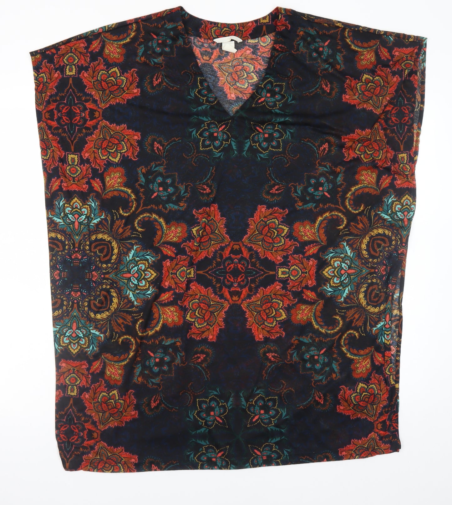 H&M Womens Multicoloured Floral Tunic Blouse Size S V-Neck Sleeveless