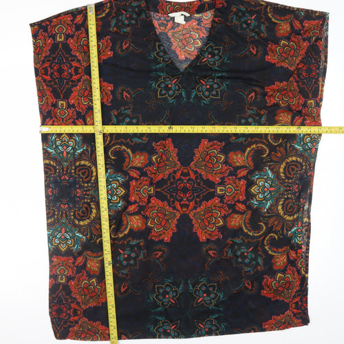 H&M Womens Multicoloured Floral Tunic Blouse Size S V-Neck Sleeveless