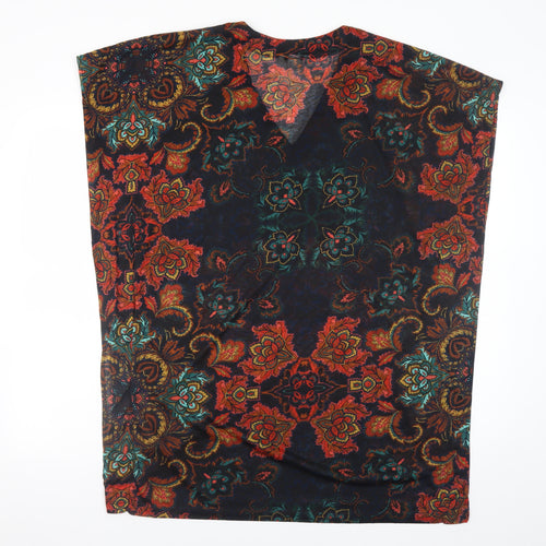 H&M Womens Multicoloured Floral Tunic Blouse Size S V-Neck Sleeveless