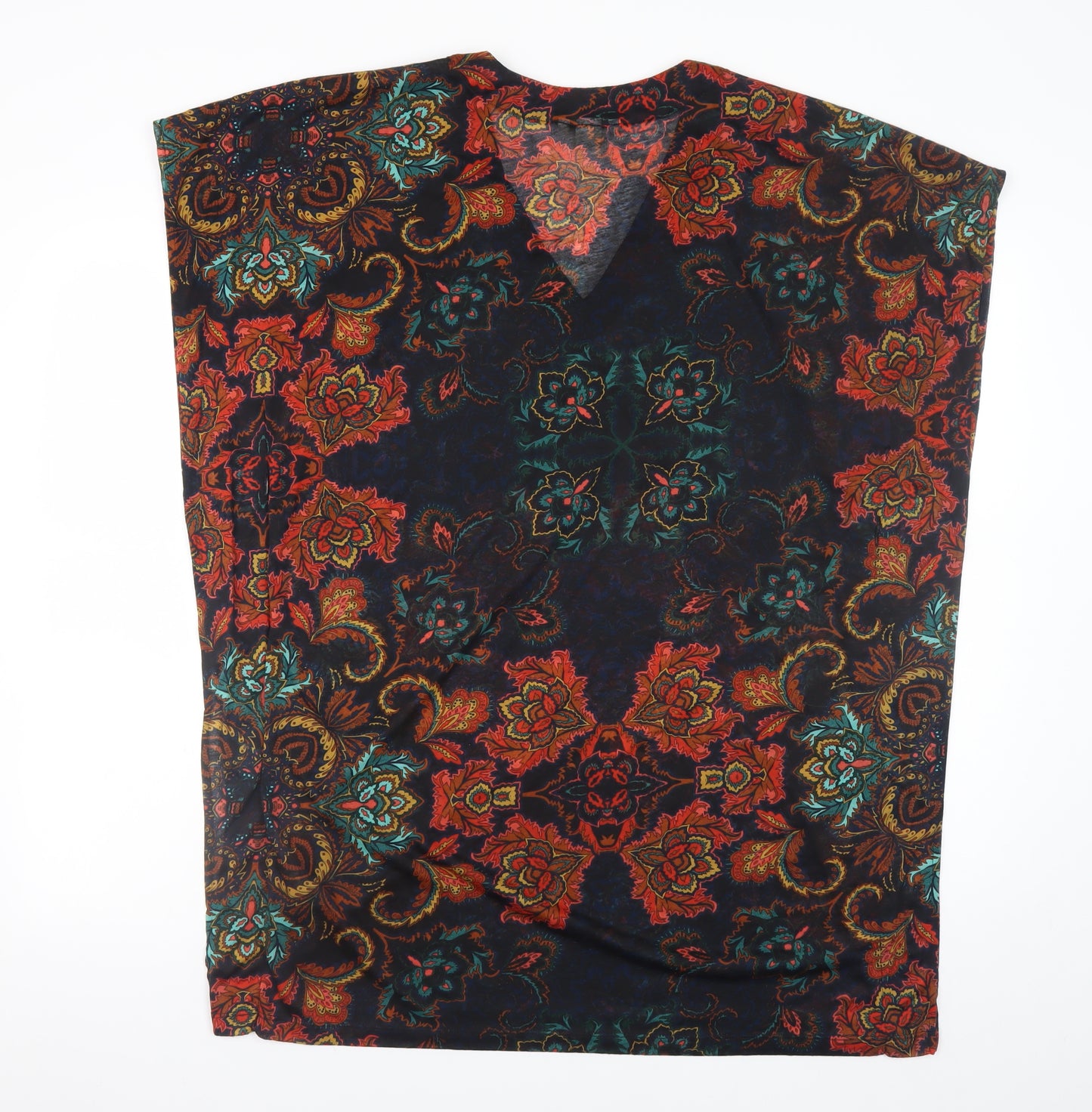 H&M Womens Multicoloured Floral Tunic Blouse Size S V-Neck Sleeveless