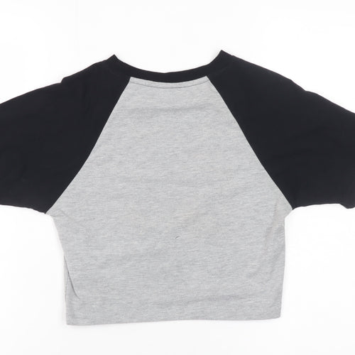 ASOS DESIGN Women’s Grey Black Cropped Raglan T-Shirt UK 10