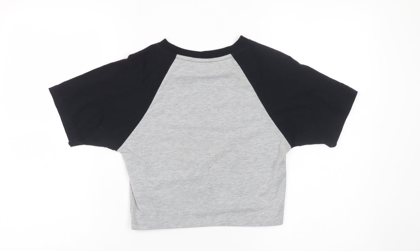 ASOS DESIGN Women’s Grey Black Cropped Raglan T-Shirt UK 10