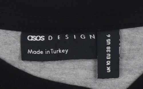 ASOS DESIGN Women’s Grey Black Cropped Raglan T-Shirt UK 10