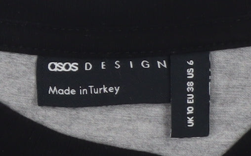 ASOS DESIGN Women’s Grey Black Cropped Raglan T-Shirt UK 10