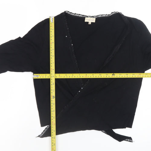 Phase Eight Women’s Black Wrap Blouse Size 12 Long Sleeve V-Neck