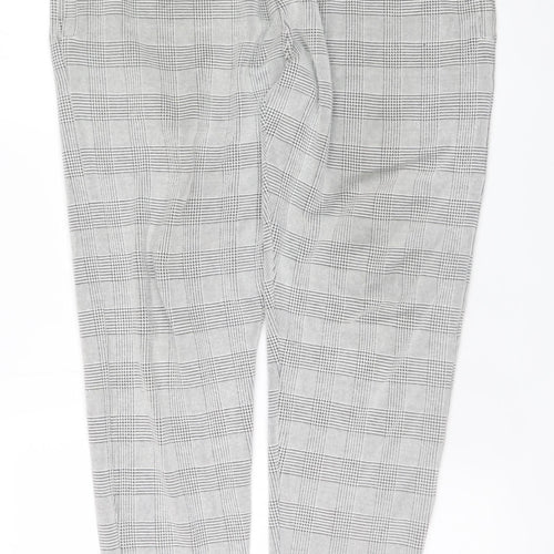 River Island Men's Grey Check Slim Chino Trousers XL