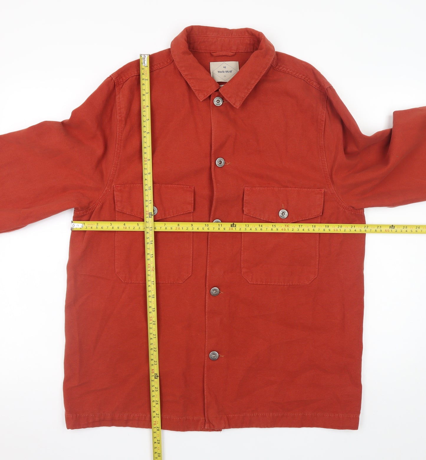 White Stuff Men's Red Cotton Long Sleeve Button-Up Casual Shirt Size M
