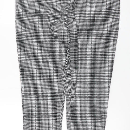 Studio Women’s Grey Plaid Tapered Stretch Trousers Size 14