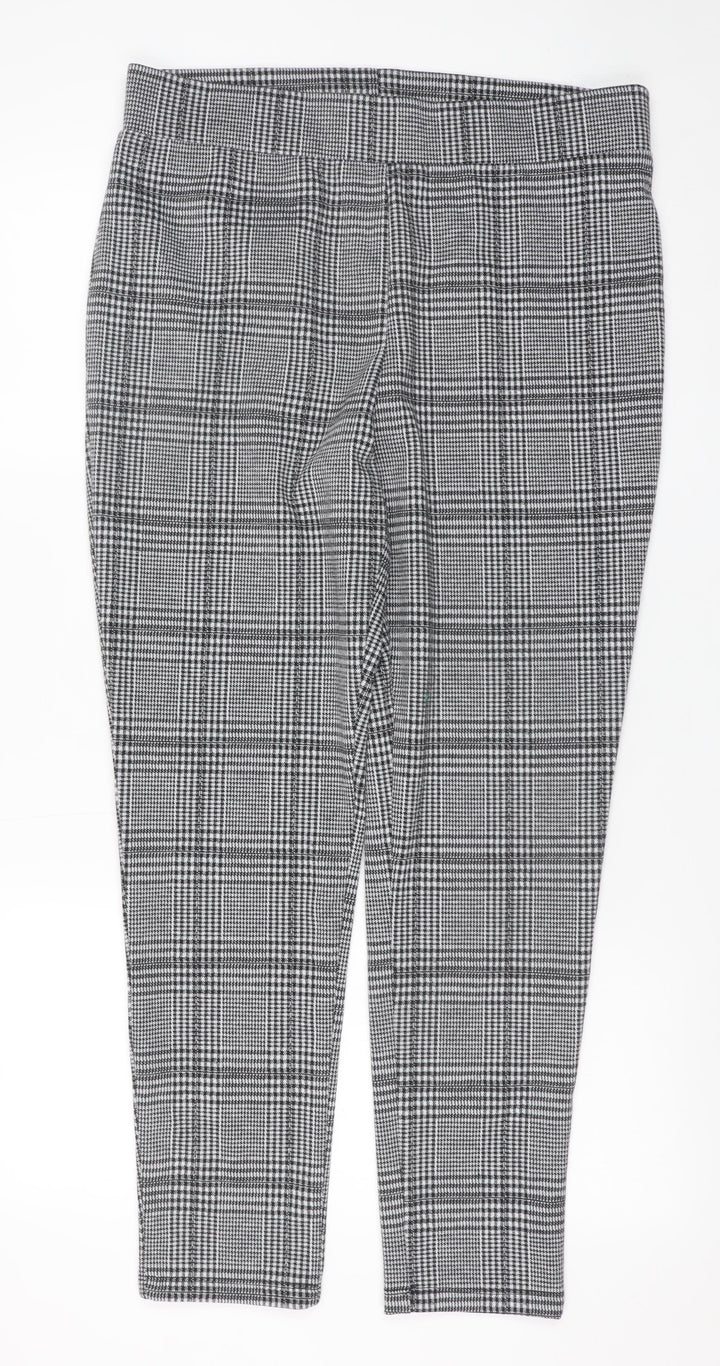 Studio Women’s Grey Plaid Tapered Stretch Trousers Size 14