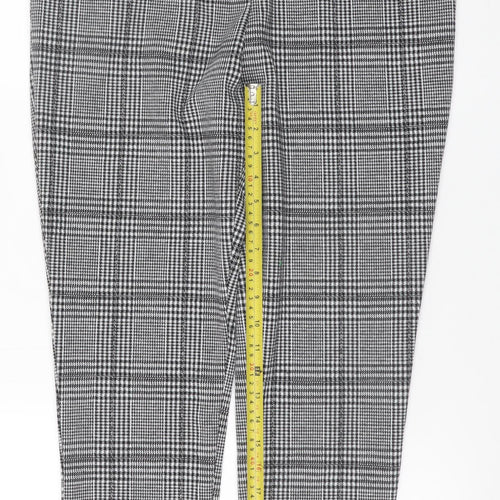 Studio Women’s Grey Plaid Tapered Stretch Trousers Size 14