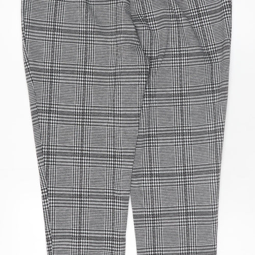 Studio Women’s Grey Plaid Tapered Stretch Trousers Size 14