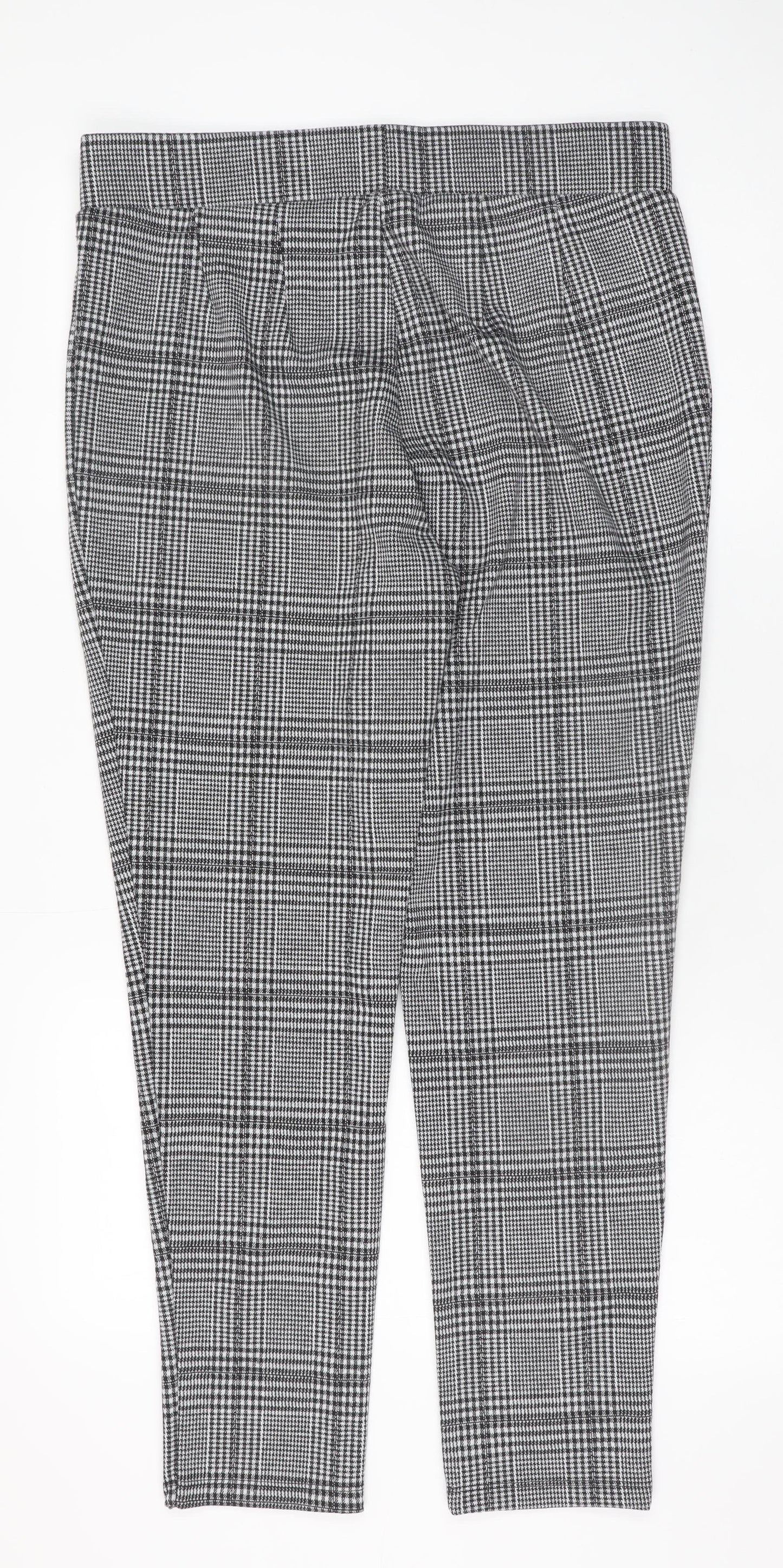 Studio Women’s Grey Plaid Tapered Stretch Trousers Size 14