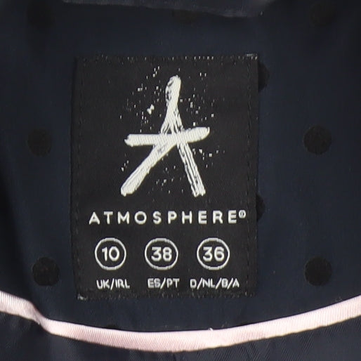 Atmosphere Women's Blue Polka Dot Trench Coat Size 10 Belted Mid-Length