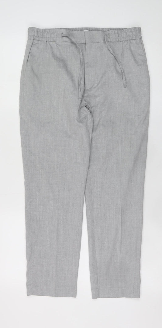Topman Men’s Grey Regular Fit Drawstring Trousers W32 L30